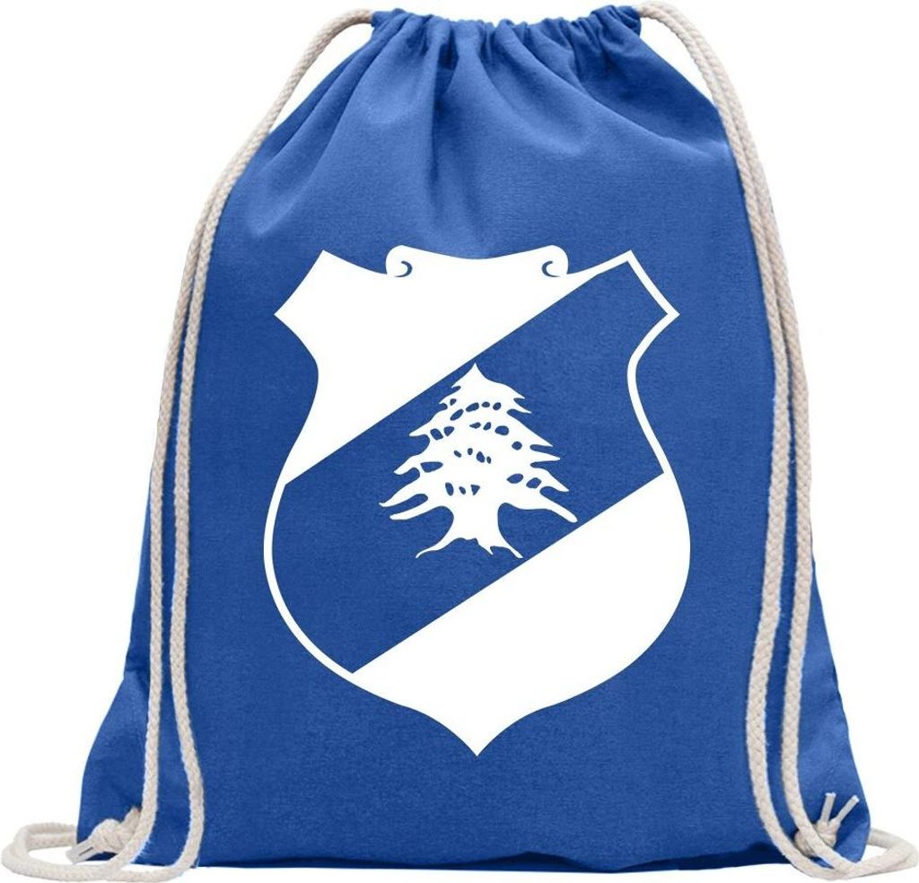 Kiwistar - Turnbeutel - royal - Libanon Wappen - Fun Rucksack Sport Beutel Gymsack Baumwolle mit Ziehgurt