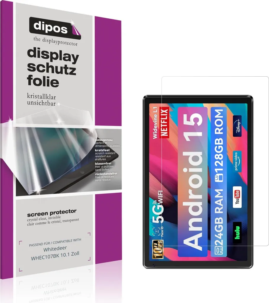 2x Pellicola Protettiva per Whitedeer WHEC107BK 10.1 Zoll Protezione Schermo Claro Display dipos