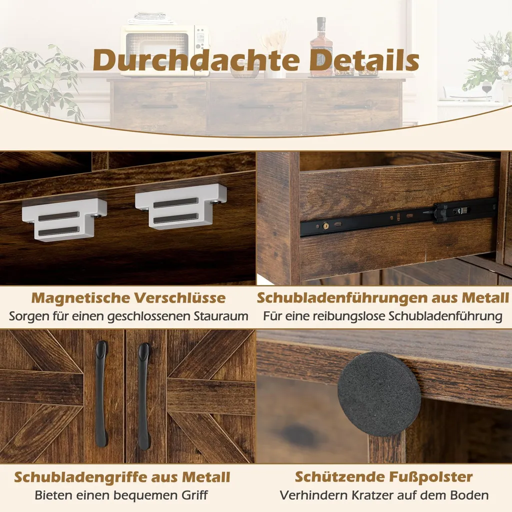 Meuble Bas de Cuisine pour Micro-Ondes et Vaisselle Buffet Pratique