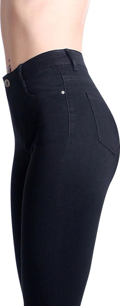 topschuhe24 2660 Damen Skinny Jeans Hose High Waist Destroyed , Farbe:Schwarz, Größe:34 EU