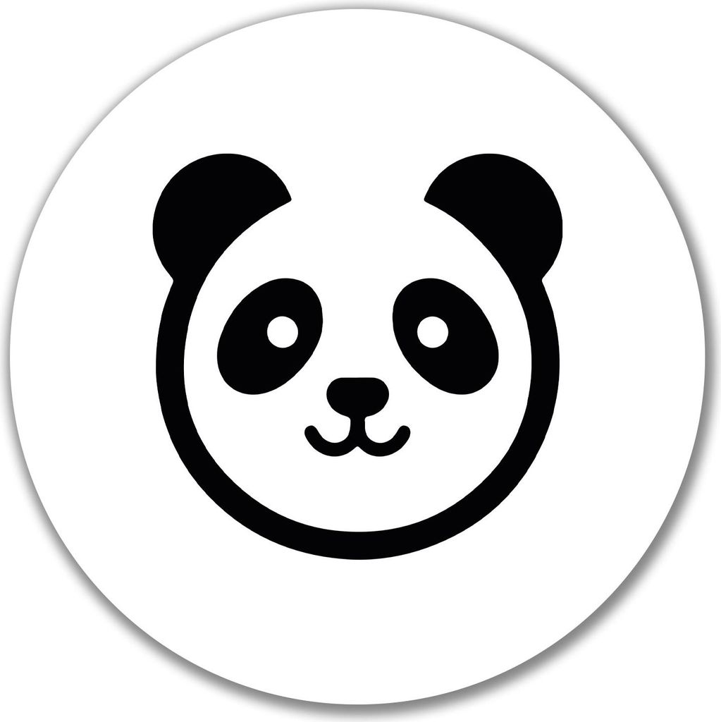 Huuraa Aufkleber Panda Kopf Silhouette 10cm rund Sticker Geschenkidee
