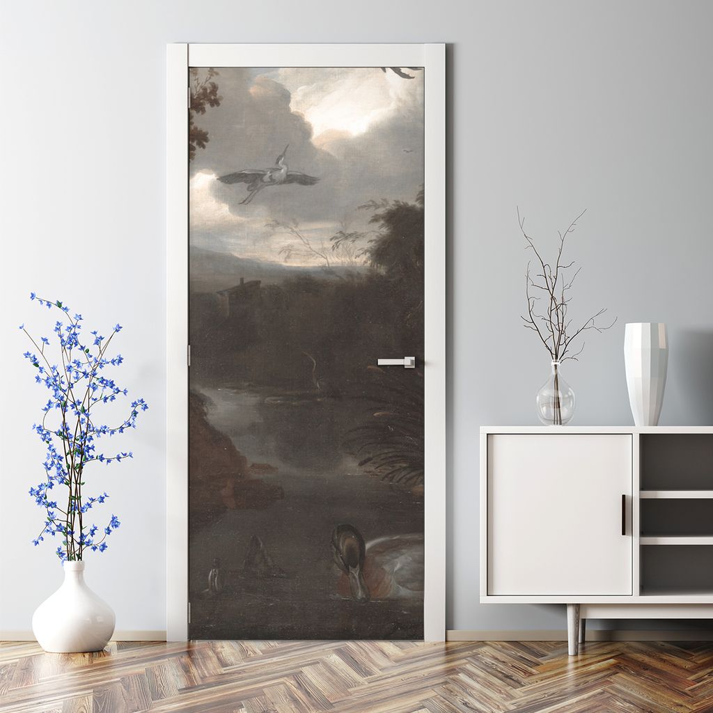 Dekorative Türposter selbstklebend Klebefolie Wandaufkleber Türaufkleber Vögel Malerei 85 x 200 cm