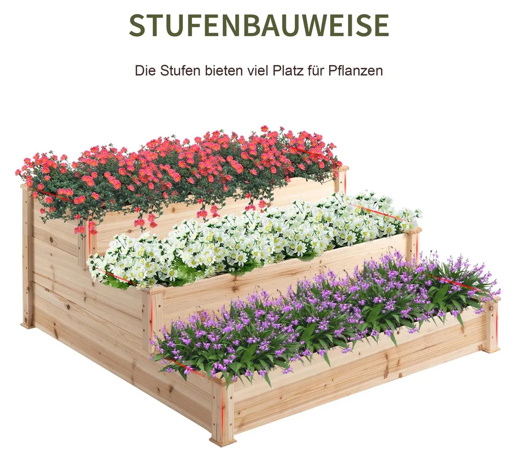 Jardinière verticale 3 niveaux en bois - Support fleurs gain de place