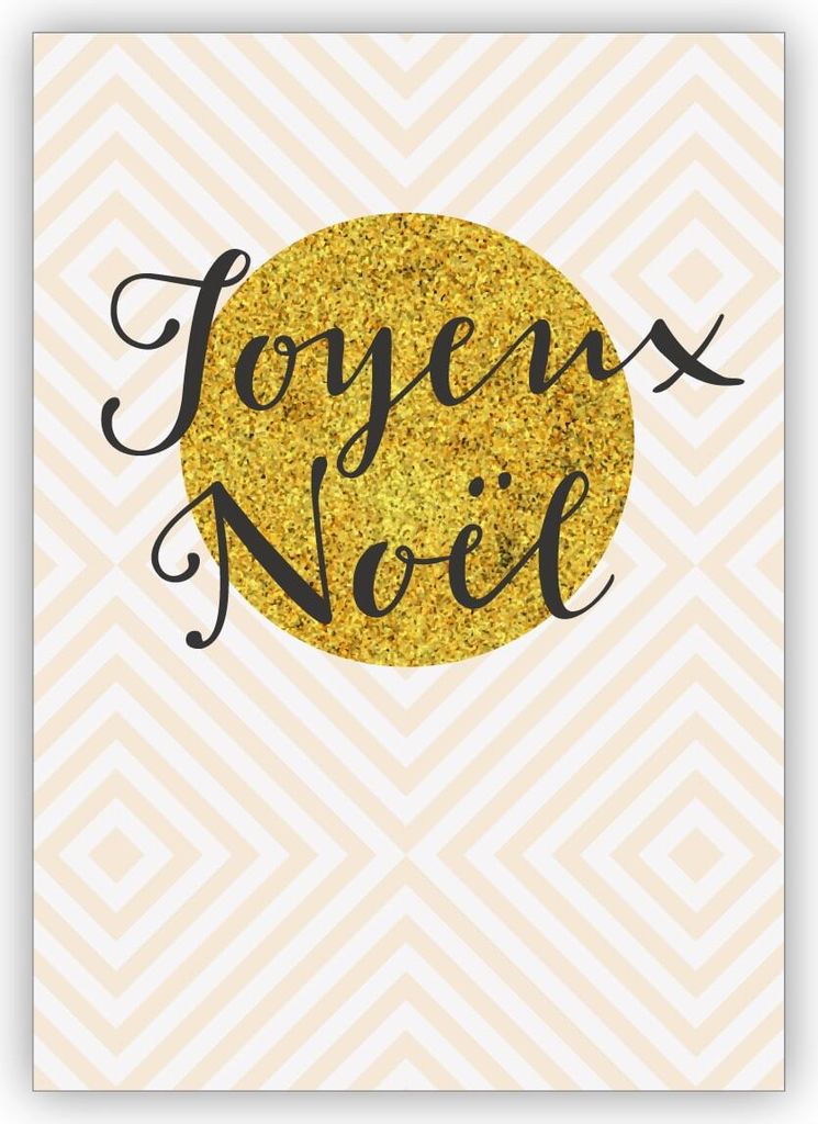 edle grafische Weihnachtskarte in aprikot: Joyeux Noel