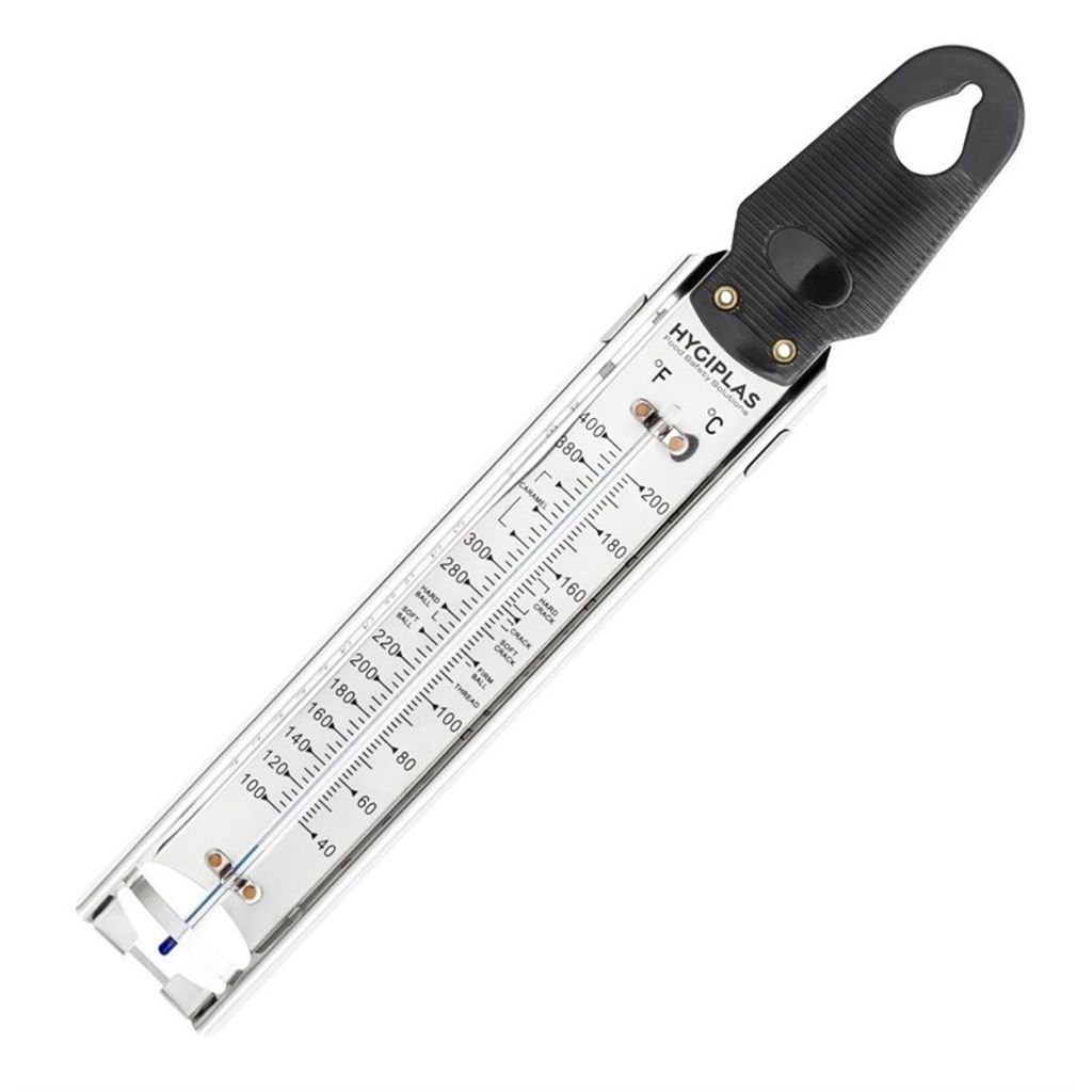 Zuckerthermometer 48 mm breit, 40°C bis 200°C für Konfitüren, Karamellen und Fudges
