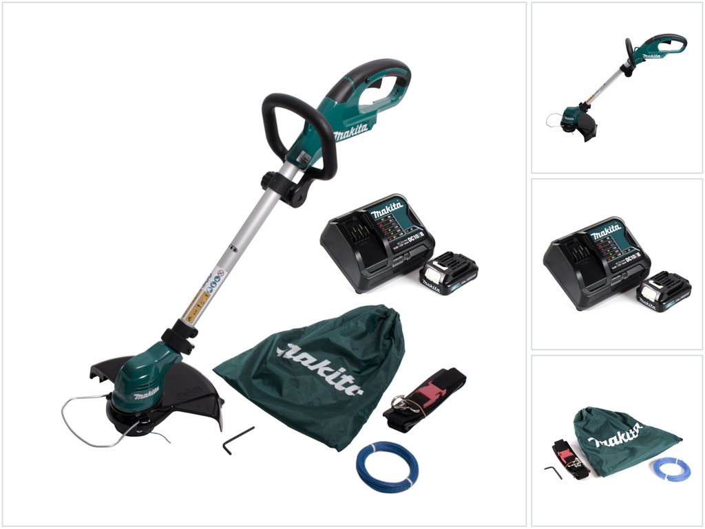 Makita UR 100 DSA1 Akku Rasentrimmer 10,8V + 1x Akku 2,0Ah + Lader + 1x Fadenkopf und Zubehör