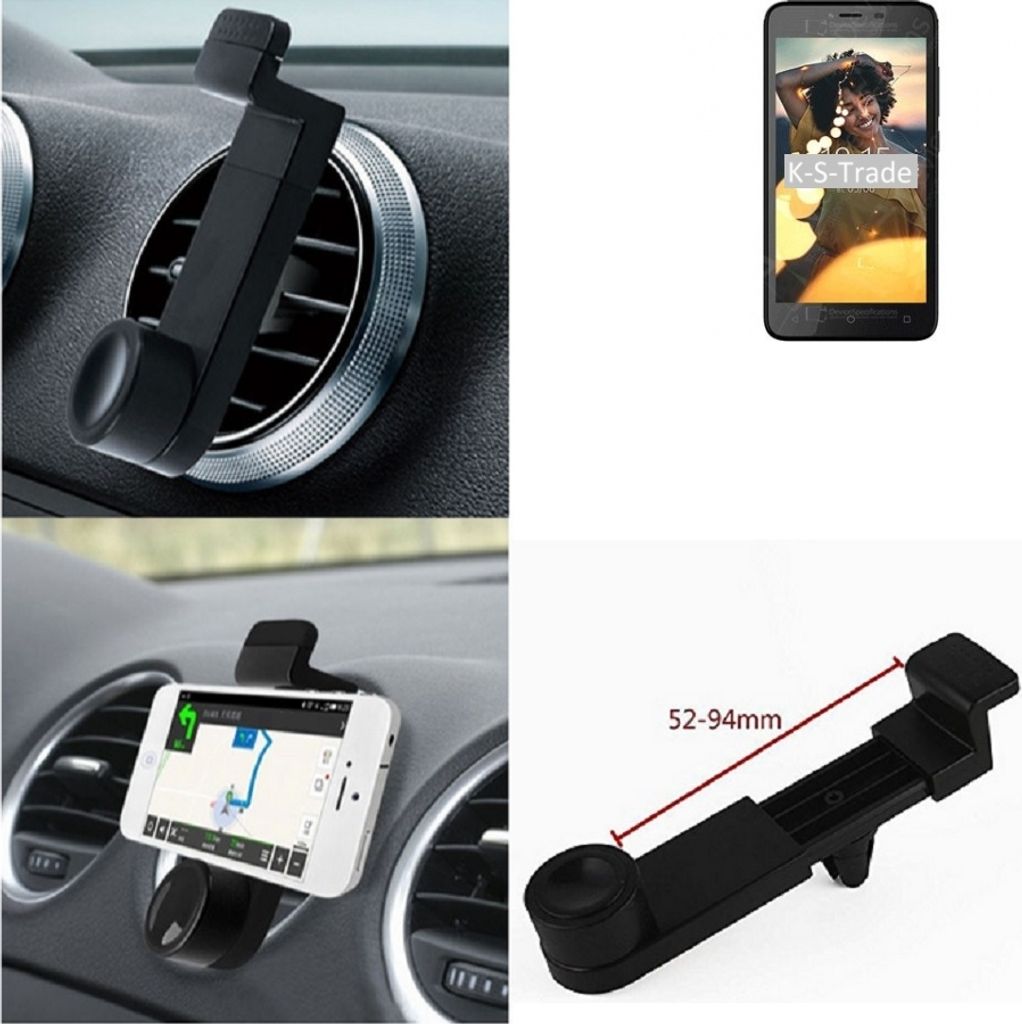 K-S-Trade Lüftungshalterung kompatibel mit BQ Mobile BQ-5000G Velvet Easy KFZ-Halterung Autohalterung Handy-halterung Lüftungsgitter