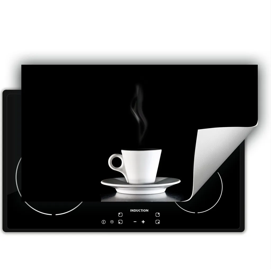 DarHaus Piastra di copertura per fornelli 90x52 cm Tappetino antiscivolo Roll-up, nero - Caffè