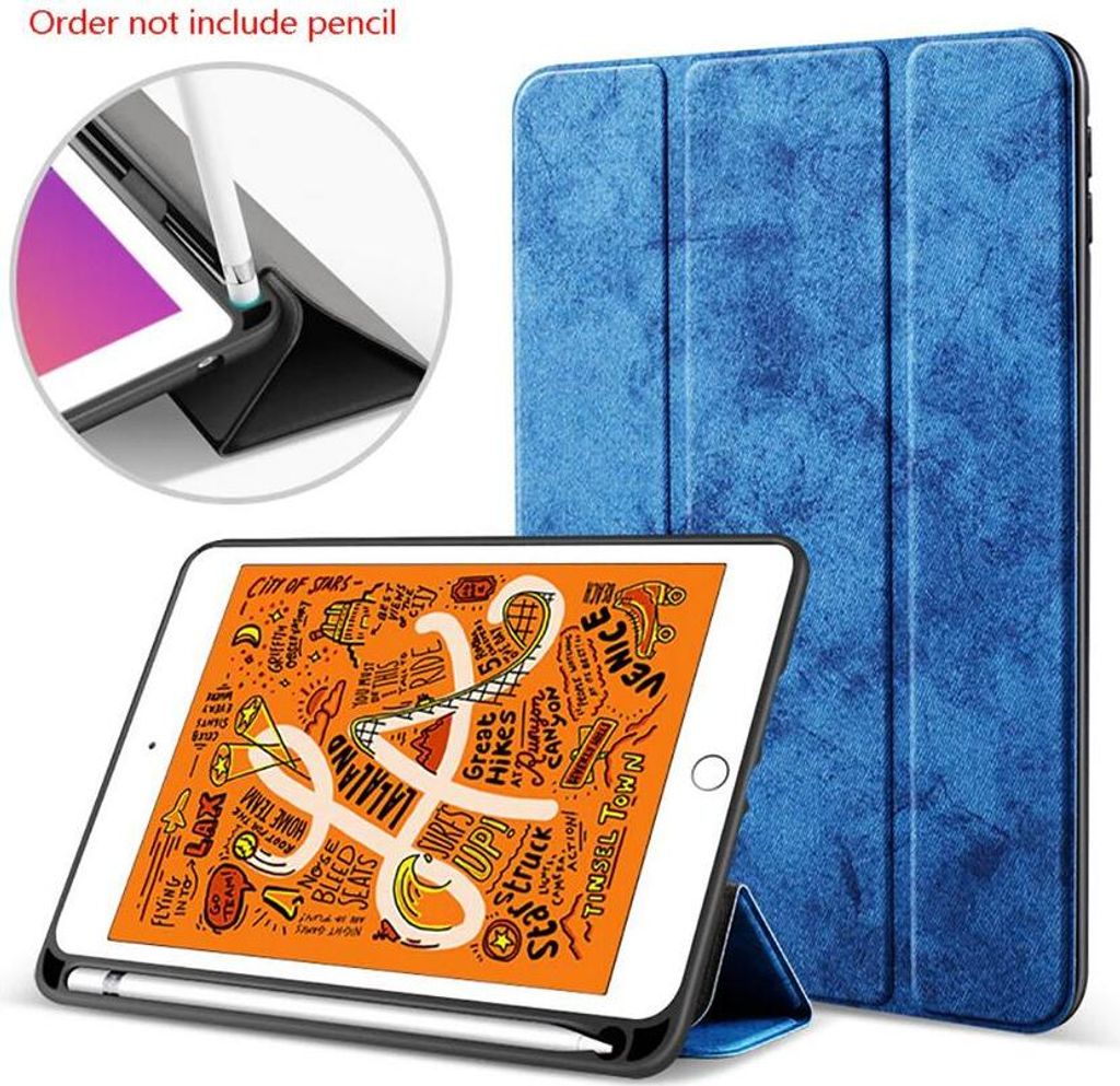 Schutzhülle für Apple iPad 11" 11 Generation 2025 & für iPad 10.9" 10. Generation 2022 Smart Cover Etui Tasche Hülle - BLAU MARMOR mit Stifthalter
