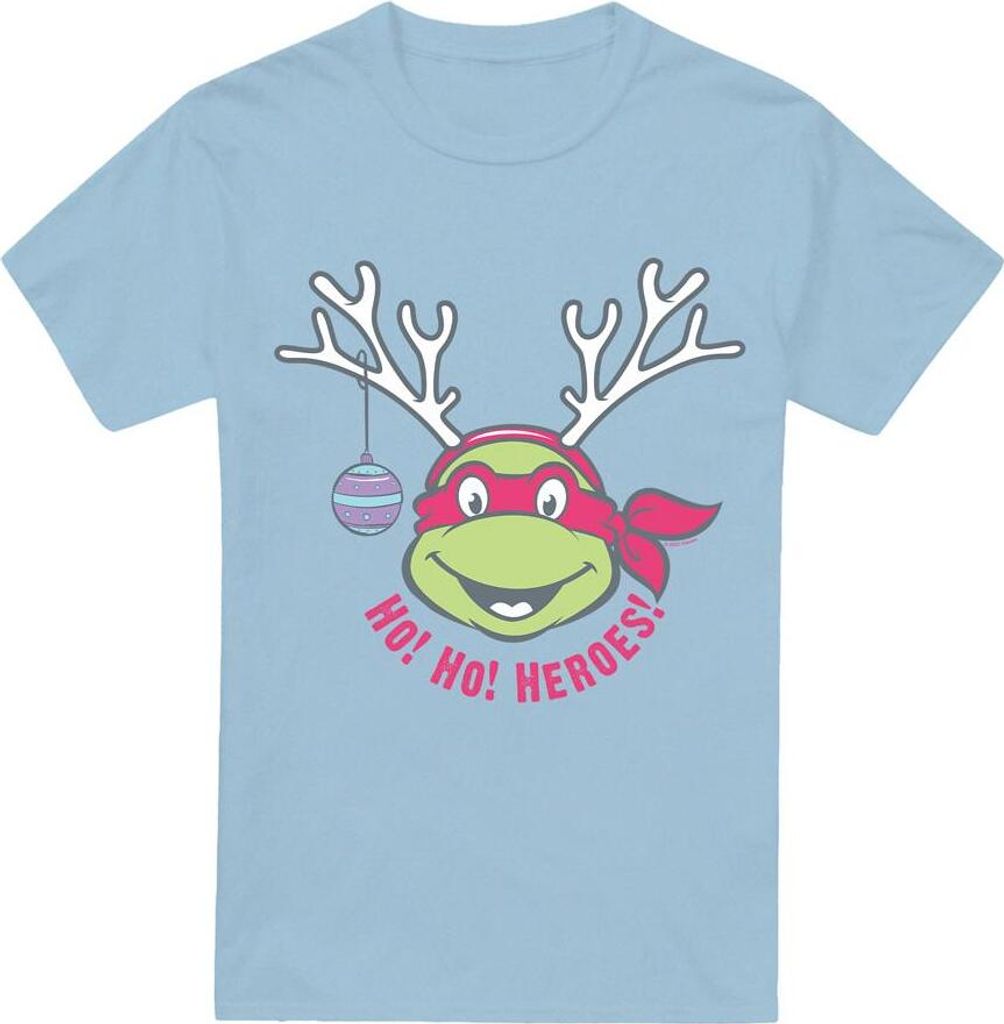 Teenage Mutant Ninja Turtles - "Ho Ho Heroes" T-Shirt für Herren - weihnachtliches Design TV6343 (S) (Hellblau)