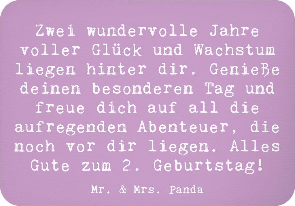 Mr. & Mrs. Panda magnet Spruch 2. Geburtstag - Lavendeltraum - Geschenk, büromagnet, Kindergeburtstag, Geburtstagsfeier, Kinderparty, Geburtstagsk...