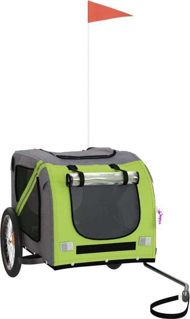 Maison Exclusive Fahrradanhänger Hunde Grün und Grau Oxford-Gewebe und Eisen