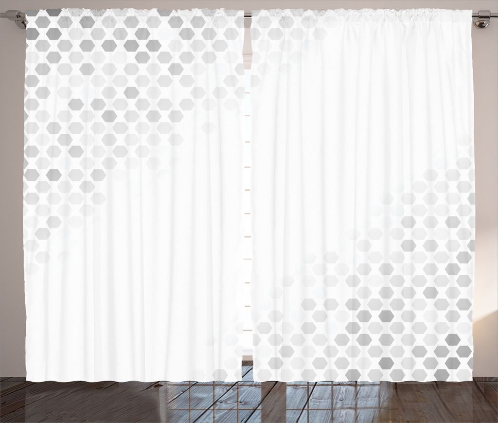 ABAKUHAUS Geometrisch Rustikaler Gardine, Abstrakte Mosaik-Kunst, Schlafzimmer Kräuselband Vorhang mit Schlaufen und Haken, 280 x 245 cm, Weiß