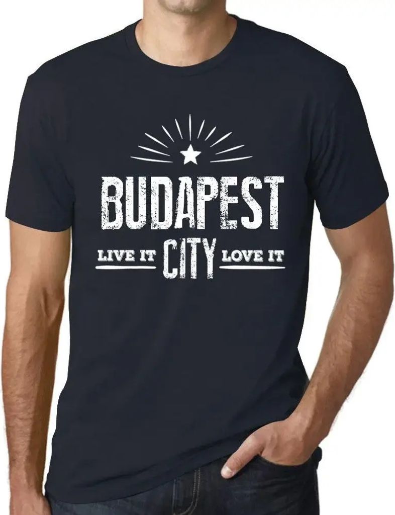 Herren Grafik T-Shirt Live It Love It Budapest Öko-Verantwortlich Vintage Jahrgang Kurzarm Lustige Druck Geburtstag Geschenk Mann