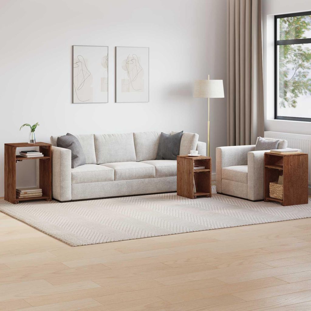 "Schlussverkauf" Akzenttisch mit Regal 3 Stück - moderne-desgin - Braun Massives Mahagoni Holz C15897