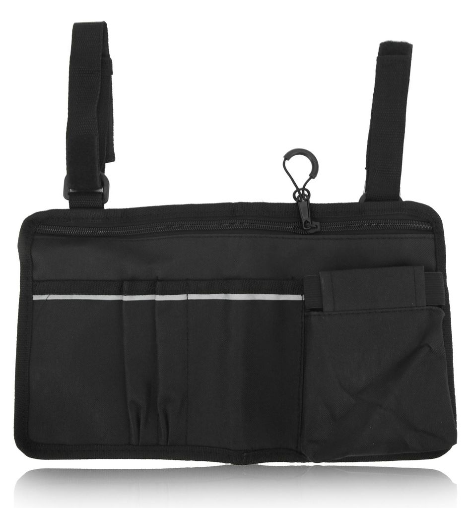 Seitliche Aufbewahrungstasche für Rollstühle, Organizer, wasserdicht, Armlehnentasche mit mehreren Taschen und reflektierendem Streifen, Oxford-S...