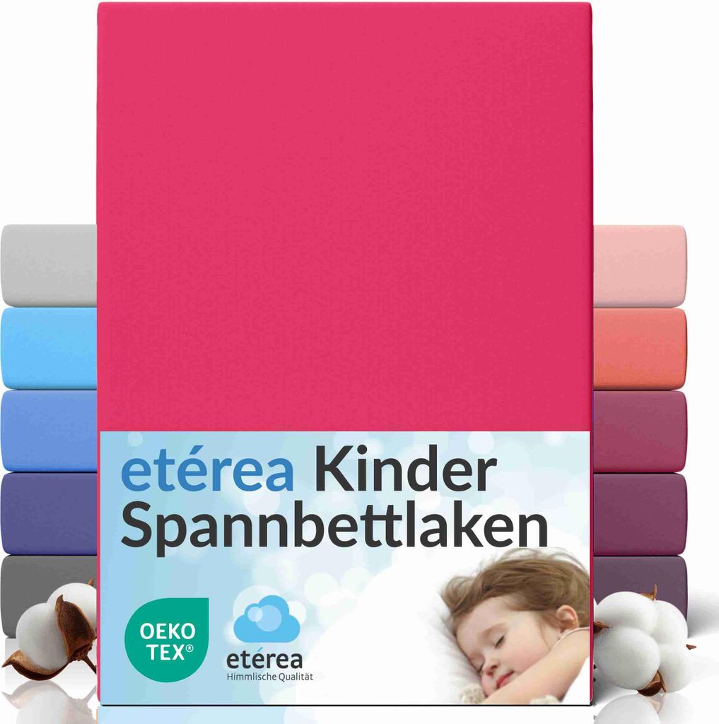 Jersey Spannbettlaken 60x120 - 70x140 cm, 100% Baumwolle Bettlaken, Pink