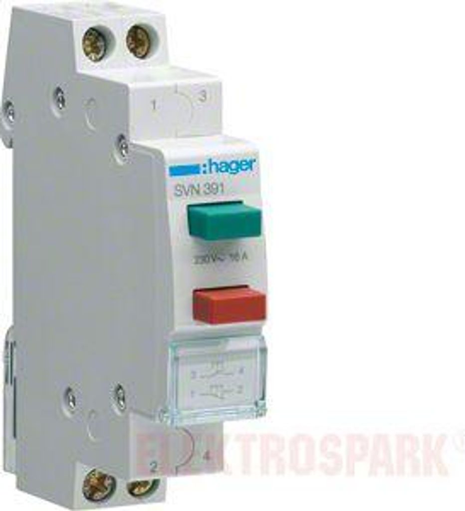 HAGER Doppeltaster 16A 1 Schließer + 1 Öffner 230V AC 1PLE Produktbild 