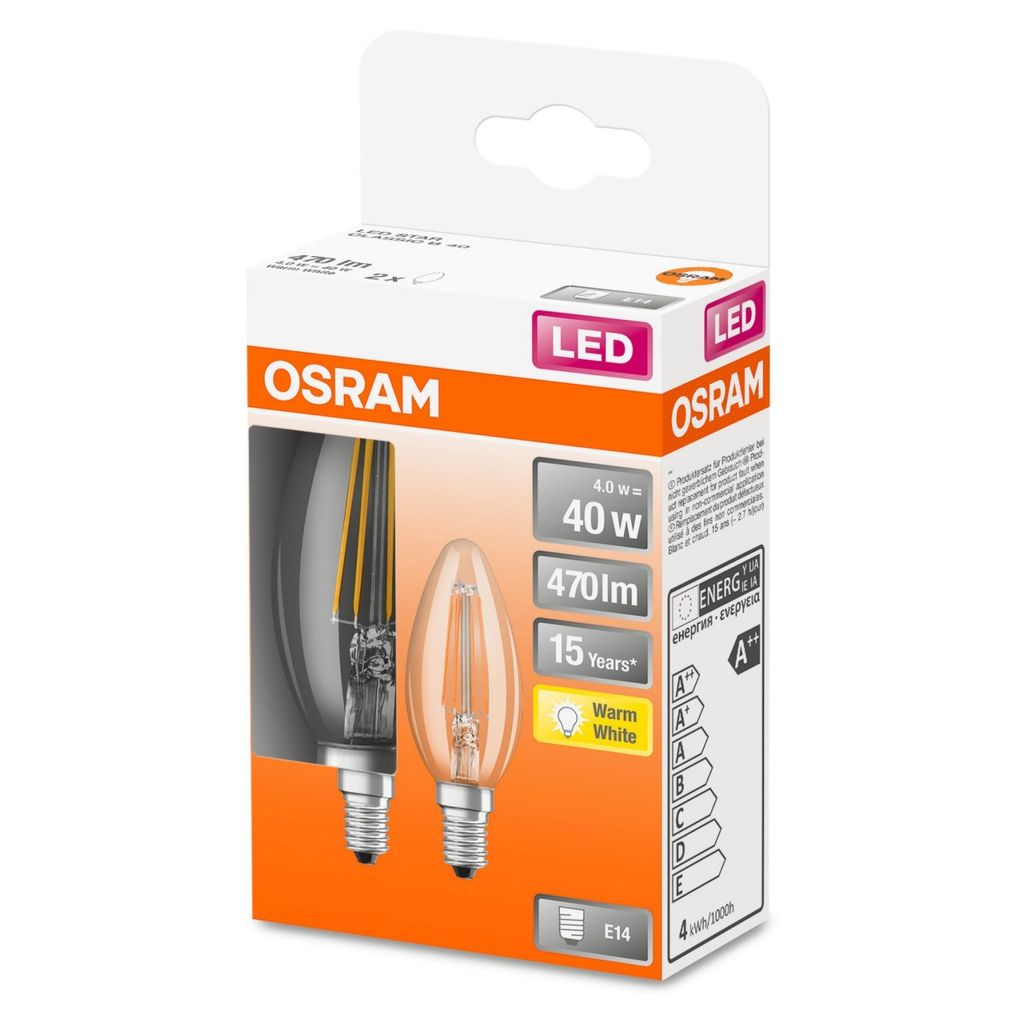 Osram - Led Star Classic B  Fil (40)  4W/827 E14 Box2 - Produktbild 