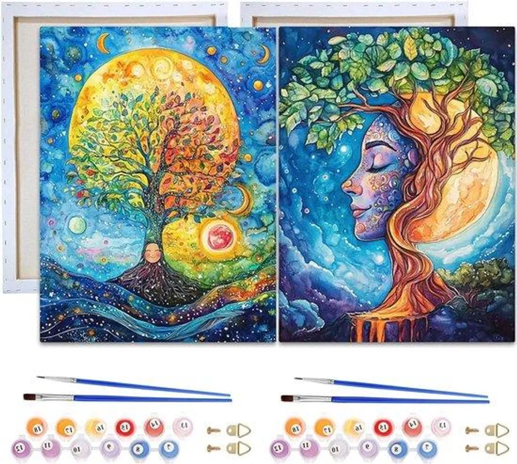 Kit Peinture à l'Huile Paysage sur Toile avec Cadre et Acrylique 20x30