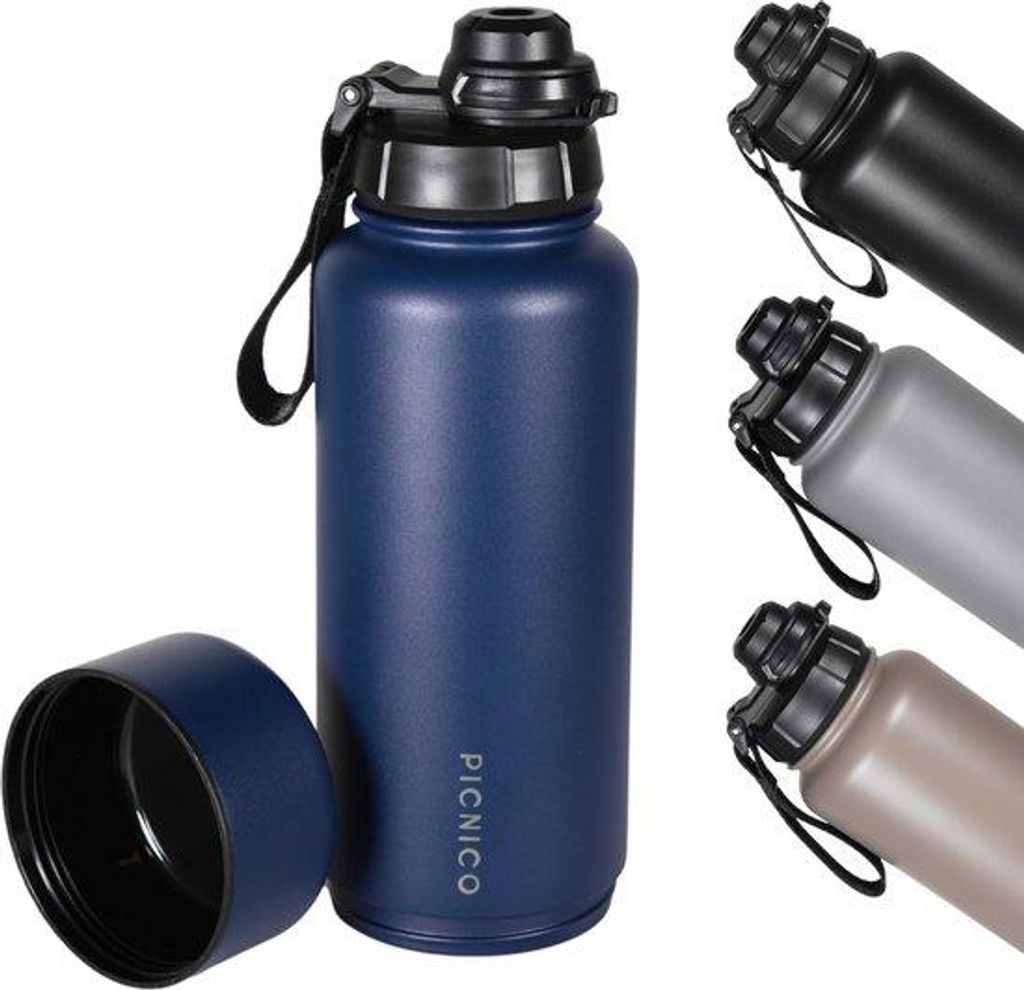 1L Edelstahl-Trinkflasche, lekvrij, BPA-frei, 24h kalt, 12h warm