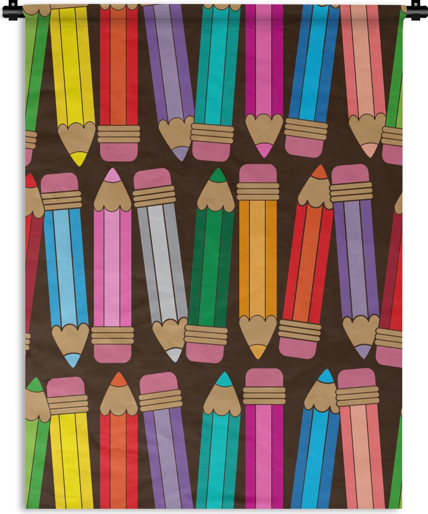 MuchoWow Wandteppich Wandbehang Bleistift - Muster - Abstrakt - Regenbogen 90x120 cm Tapisserie Dekoration Wandtuch - Wanddeko
