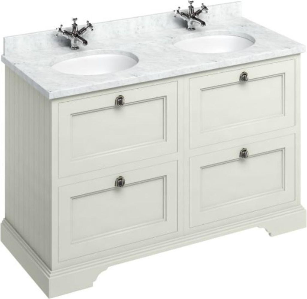Casa Padrino Doppel Waschschrank / Waschtisch mit Marmorplatte und 4 Schubladen - Luxus Kollektion