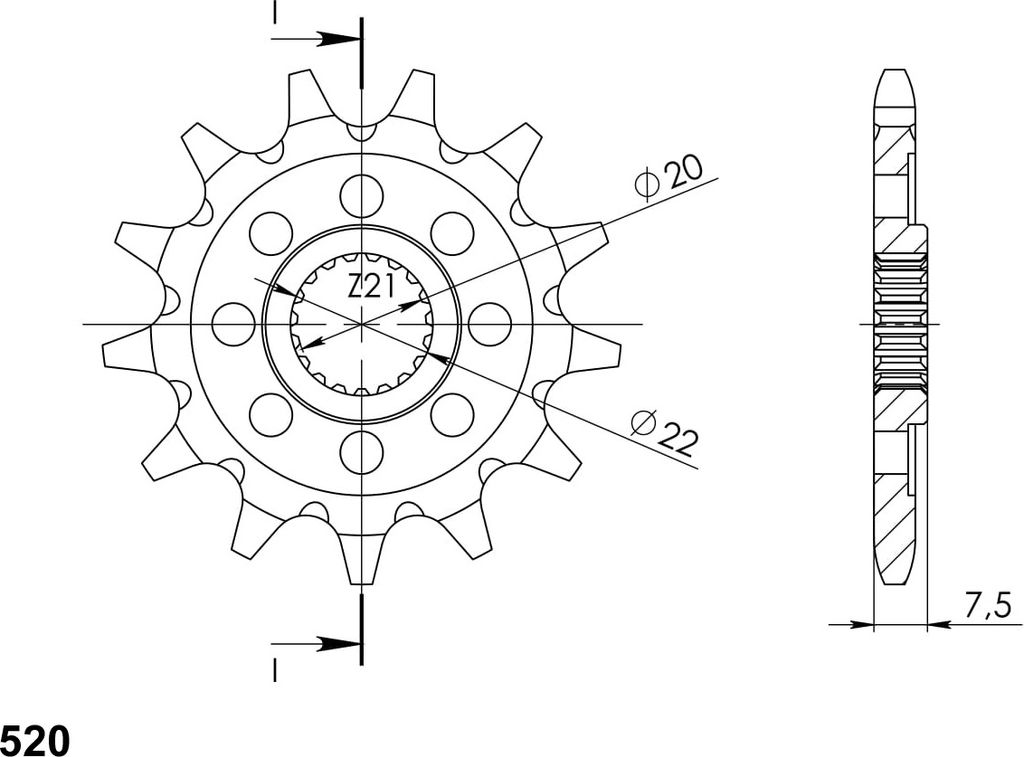 Supersprox Ritzel 520 - 12Z CST-1323:12|feinverzahnt 19,9/22,0