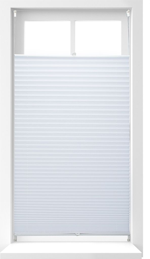 3 x Plissee Rollo ohne Bohren, Klemmfix zum Kleben, Faltrollo lichtdurchlässig, Faltstore weiß, B x H: 90 x 210 cm
