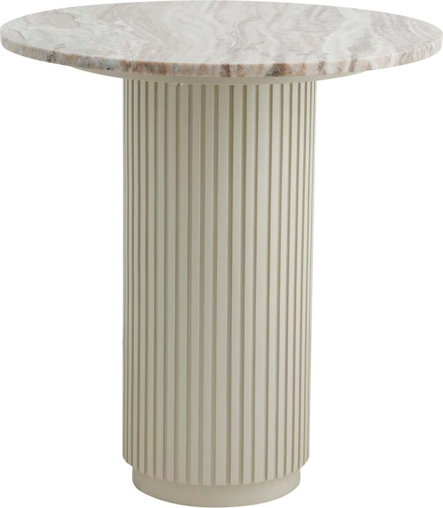 FURNLUX Esstisch Erie Marmor Weiss Und Beige 70cm / Hauptfarbe: Beige / Abmessungen: 70 x 70 x 75 cm