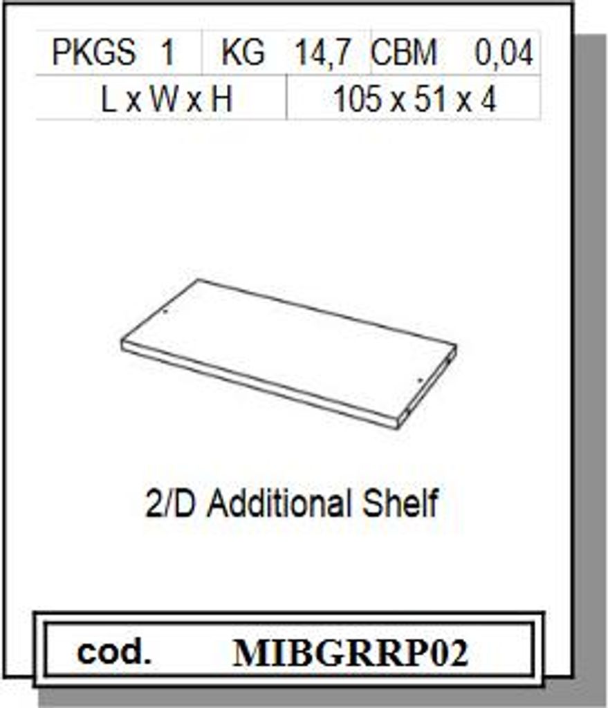 Einlegeboden MIA, für 2-türiges Abteil