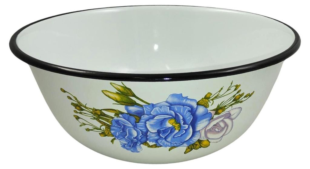 Blaue Blume Emaille Schüssel RUND 3,5 Liter ca 26cm mit Produktbild 