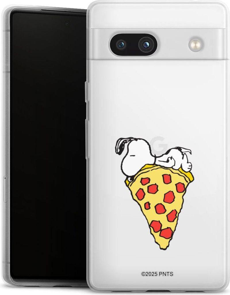 DeinDesign Slim Hülle für Google Pixel 7a Silikon Case Ultra Dünn Handyhülle Pizza Peanuts Snoopy
