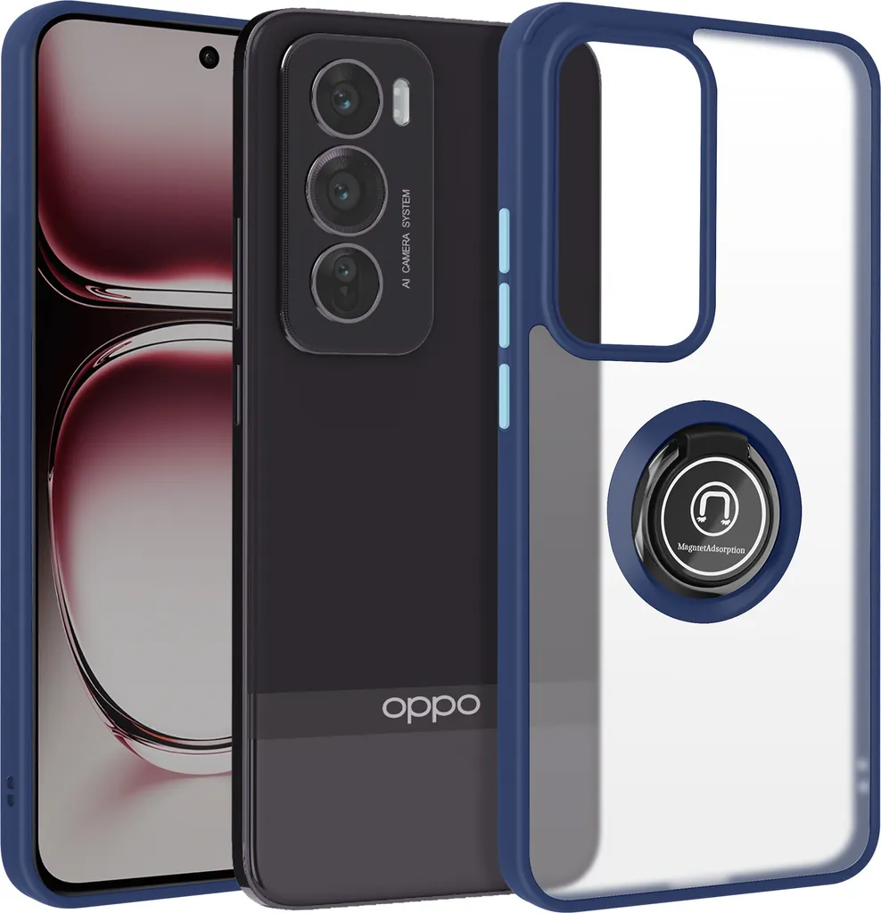 Cover Blu Scuro Oppo Reno 12 Pro Avizar | Anello Magnetico e Stand