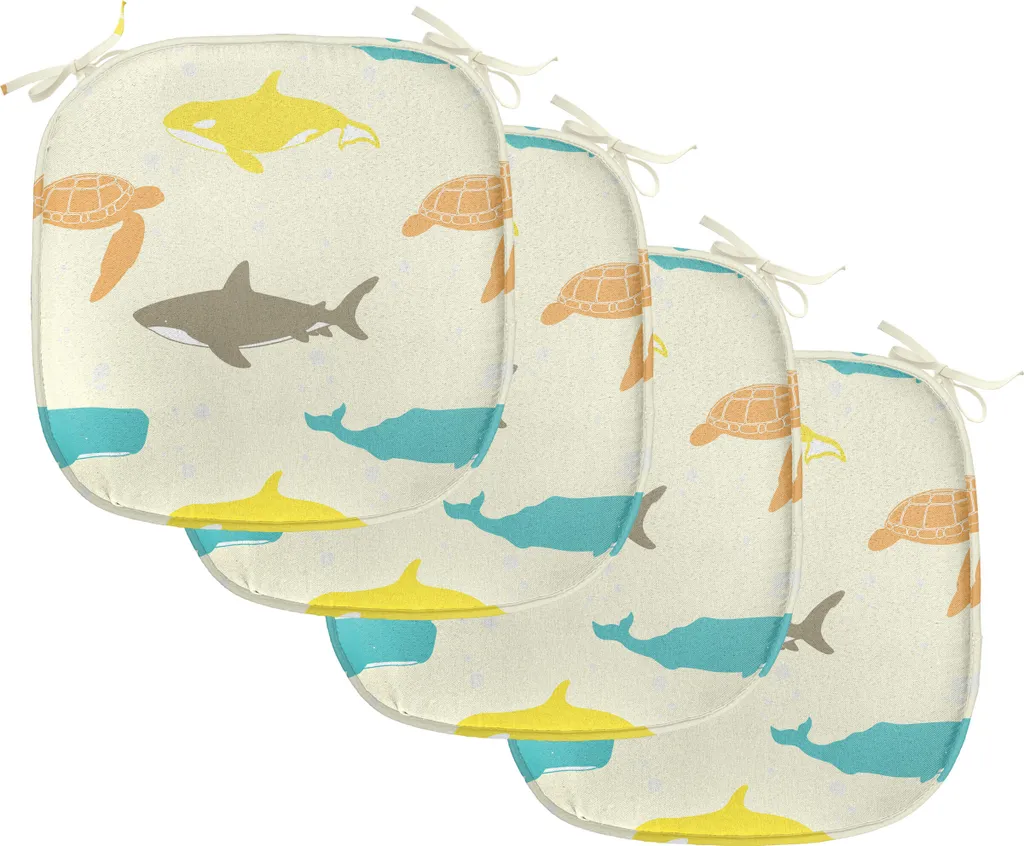 Coussin de Siège Décoratif avec Sangles Lot de 4 Motif Marin ABAKUHAUS
