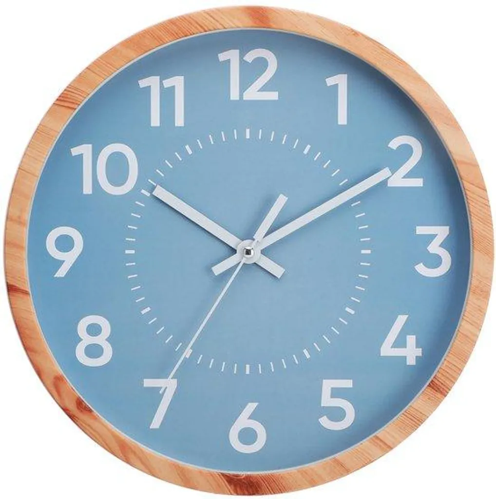 Horloge bois bleue lisible et silencieuse pour décorer sans tic-tac