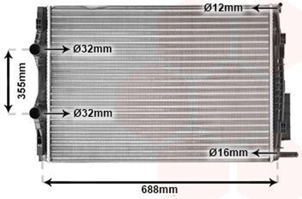 VAN WEZEL 43002387 Kühler Wasserkühler Motorkühler für RENAULT MEGANE II Coupé-Cabriolet (EM0/1) MEGANE II Kombi (KM0/1) MEGANE II (BM0/1, CM0/1)