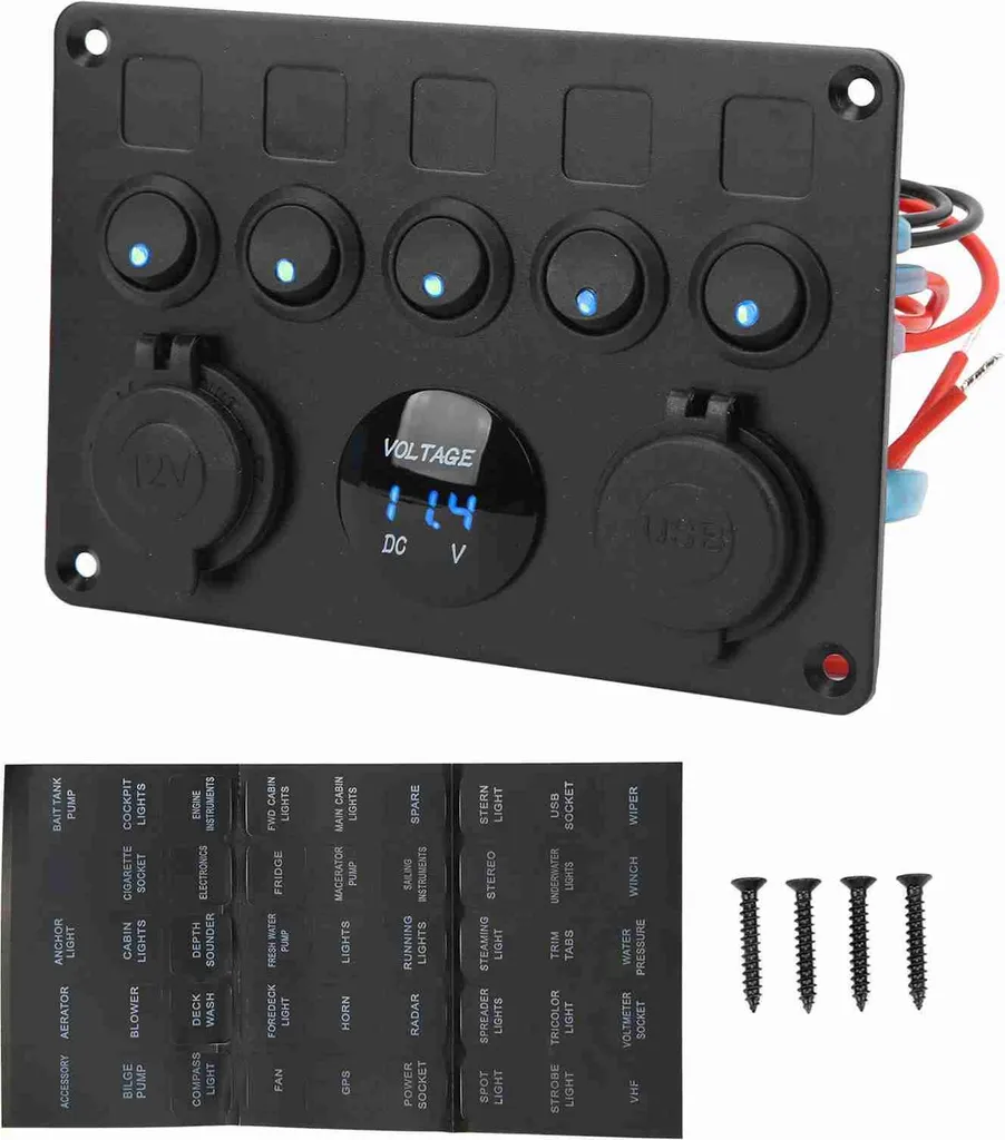 Panneau Commande 12V 24V pour Aménagement Van Camping-Car et Bateau Bleu