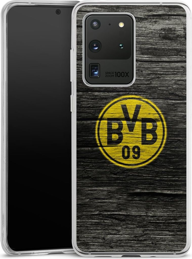 DeinDesign Handyhülle für Samsung Galaxy S20 Ultra 5G Silikon Hülle Case Smartphone Schutzhülle BVB Borussia Dortmund Holzoptik