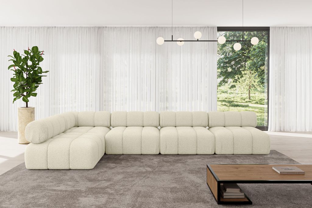 ALTDECOR Modulares Sofa Ecksofa in L-Form - Samaro-L3 - 380x190x70 cm Beige universal, links/rechts Corner modular Sofa Eckcouch Couch Wohnlandscha...