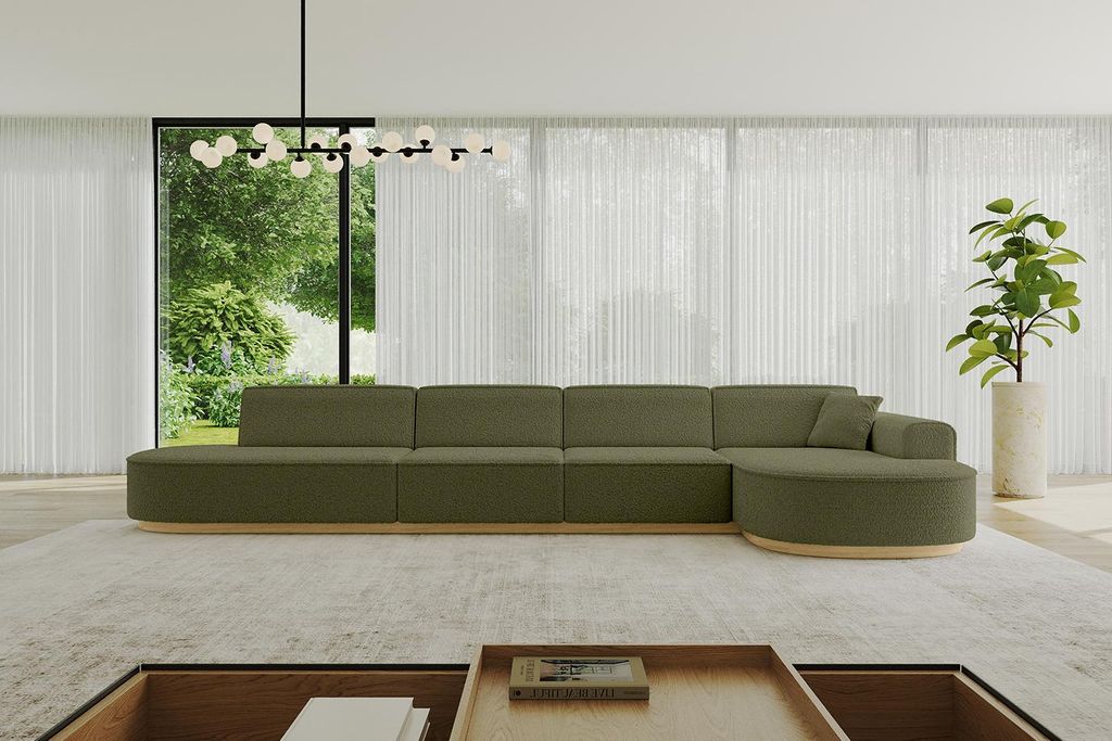 ALTDECOR Ecksofa in L-Form MARI-L3-v2 - 413x171x83 cm Grün - Corner Sofa Bett Eckcouch Couch Wohnlandschaft Cauchsofa