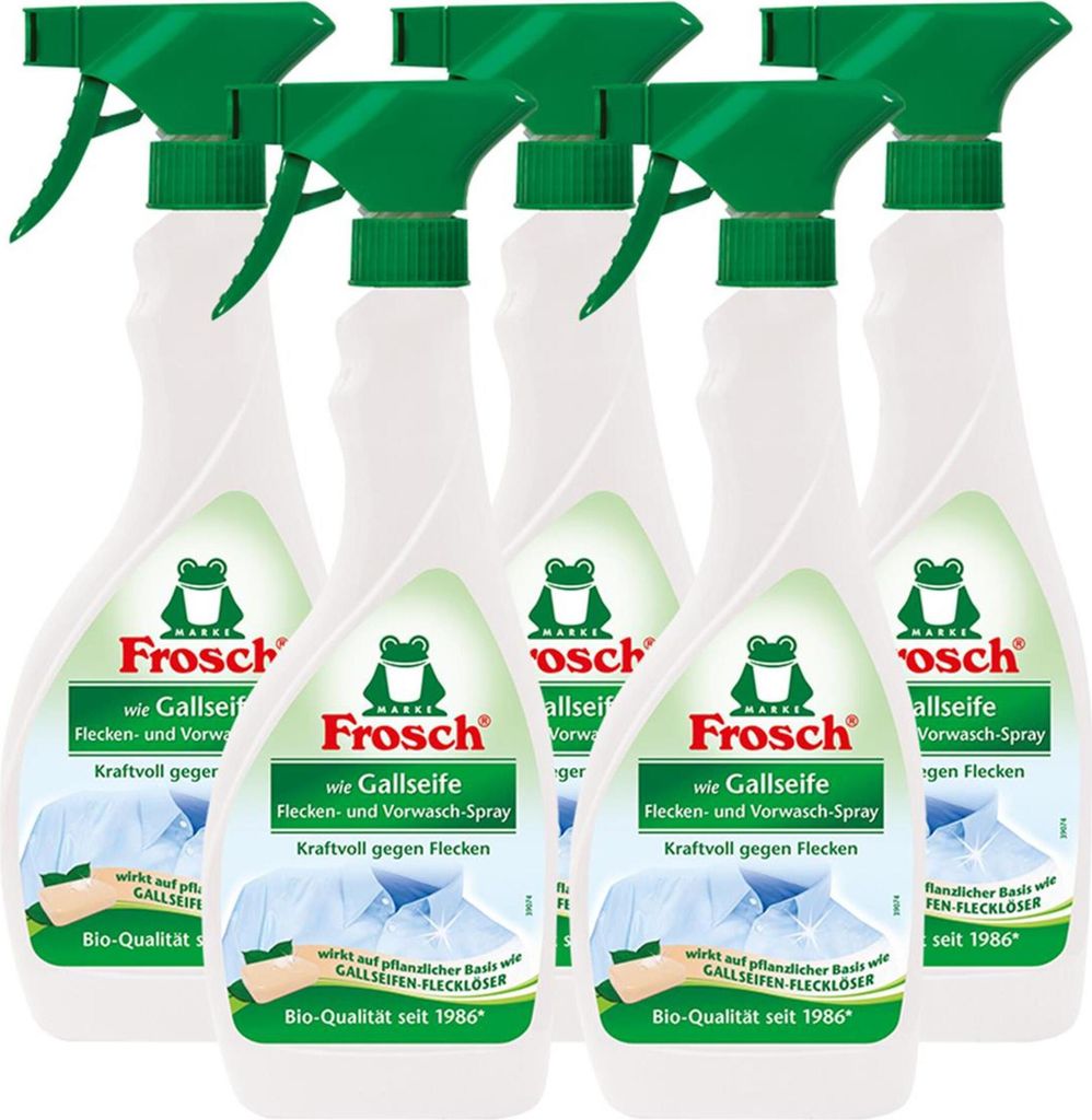 5x Frosch wie Gallseife Fleck-Entferner und Vorwasch Spray 500 ml Sprühflasche
