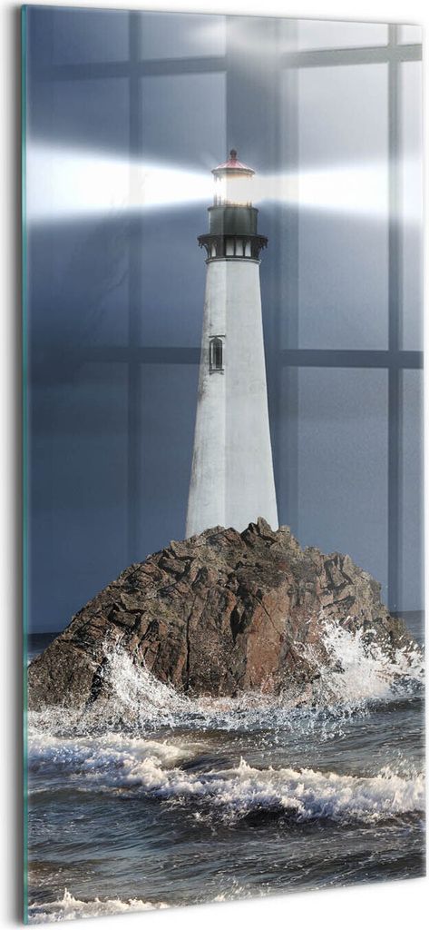Designer Glasbild - Wandbild - Glas Bild - 70x140 cm - Leuchtturm