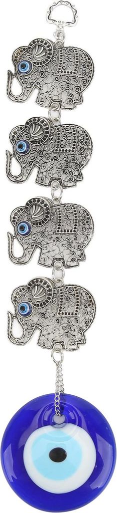 Blue Eye Ornament 4 hohle Legierungs -Elefanten Viel Glück böse Hängende Dekor Federung Legierungen Glas für Zuhause
