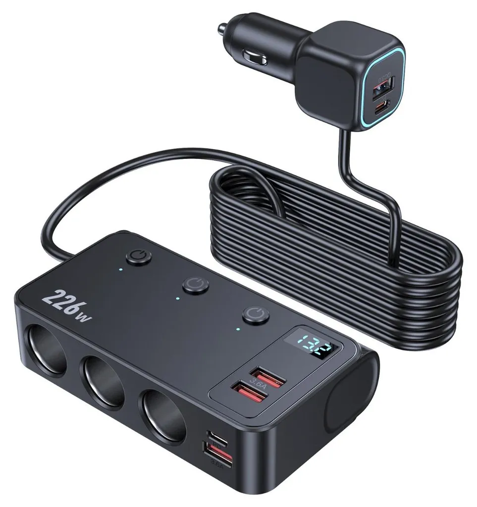 Adaptateur Allume-Cigare Multiple pour Voyage et Charge USB-C PD 45W