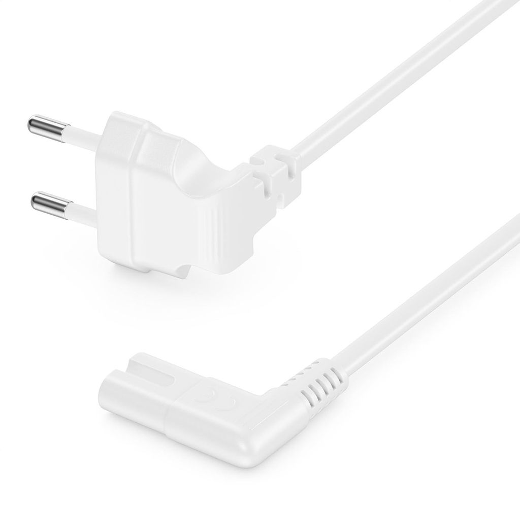 deleyCON 4m Netzkabel Eurostecker 90° auf C7 Buchse 90° - Produktbild 