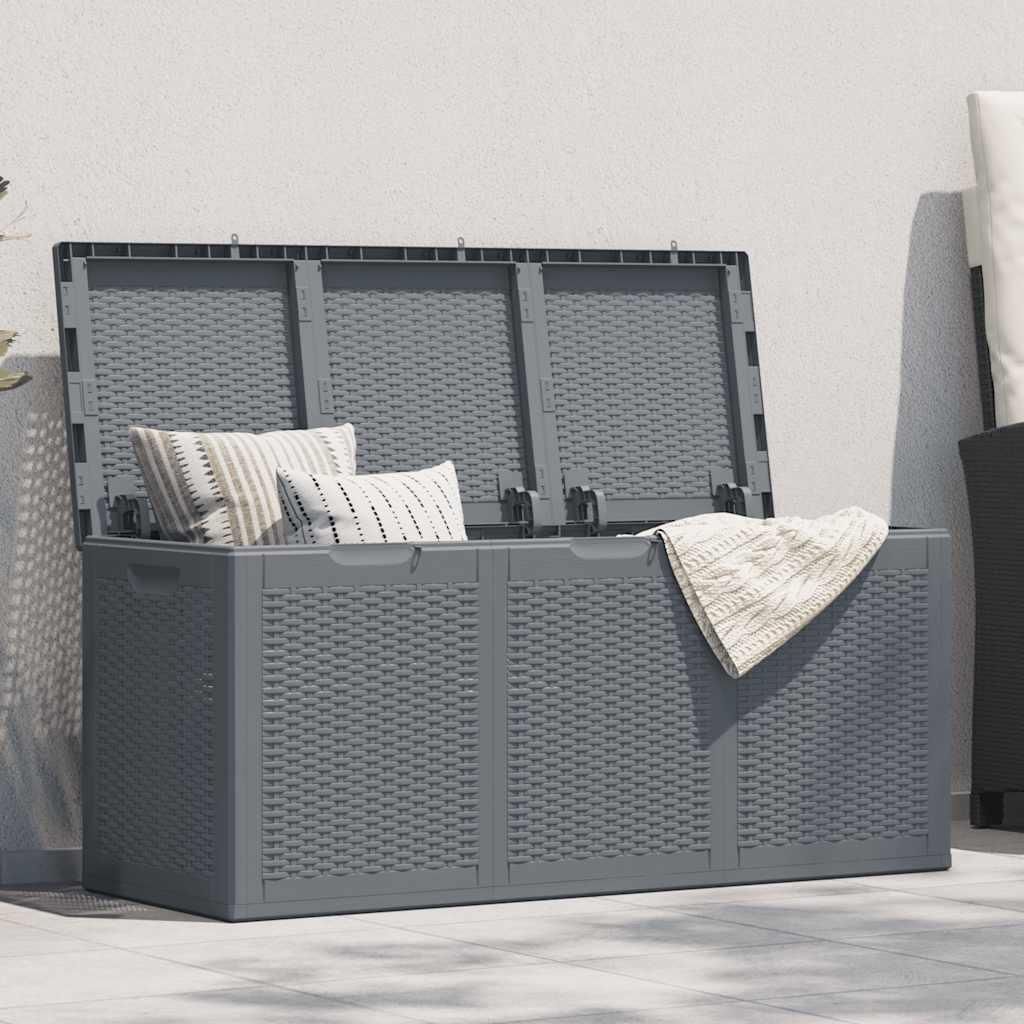 vidaXL Gartenbox Grau PP Rattan 270 L
