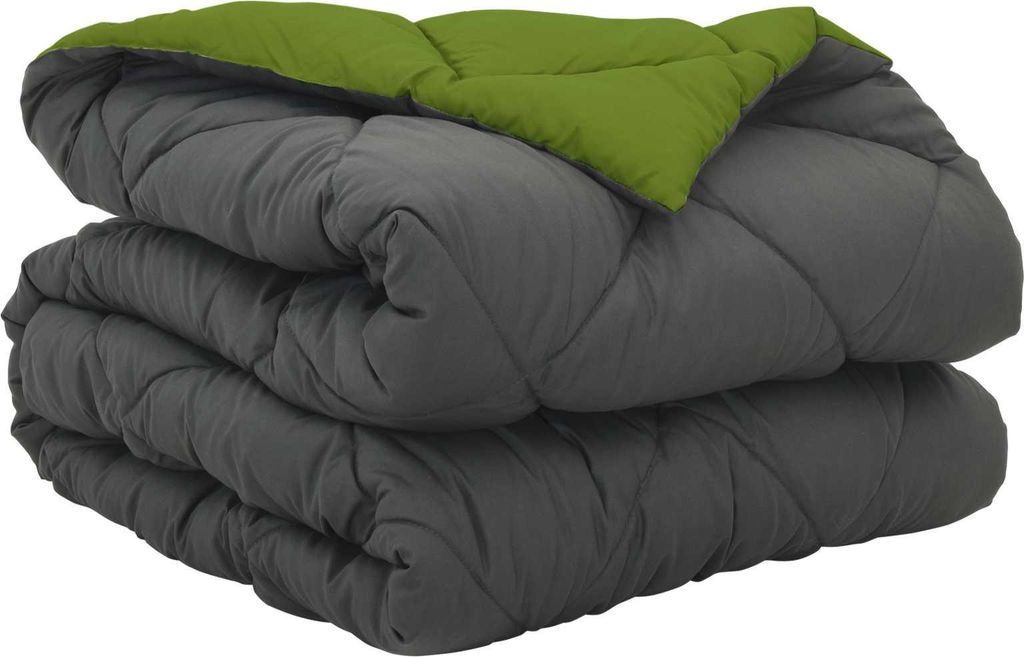 Ganzjahresbettdecke Grün und Anthrazit 220 x 140 cm Mikrofaser