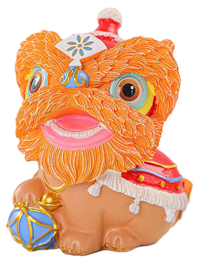 Chinesische Löwenfigur, Cartoon-Wächterlöwe, Harzstatue, Heim- und Bürodekoration, Feng Shui-Ornament, Weihnachtsgeschenk, Einweihungsgeschenk