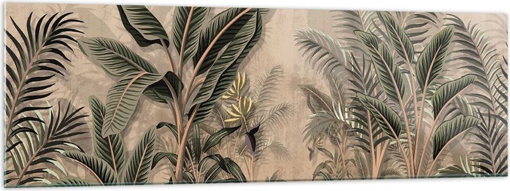 Bilder auf glas - Einteilig - Wald Blatt Baum - 160x50cm - Glasbilder - Wandbilder - Bilder - zum Aufhängen bereit - Wanddekoration aus Glas - Gla...